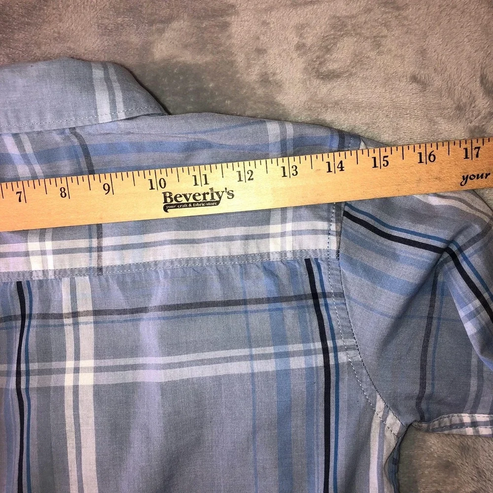 Calvin Klein Jeans Shirt‎ Boys Size 8 Blue Plaid Button Up Long Sleeve CK Logo